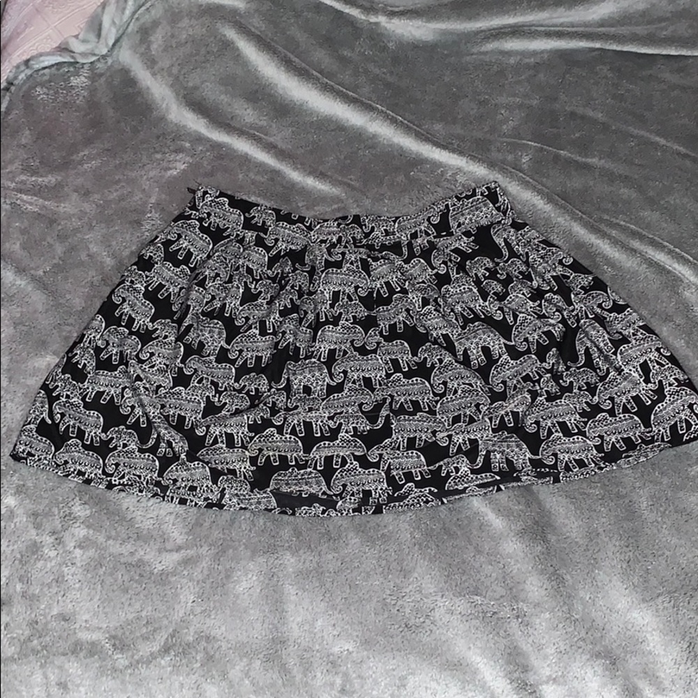 Elephant print (white on black) skirt